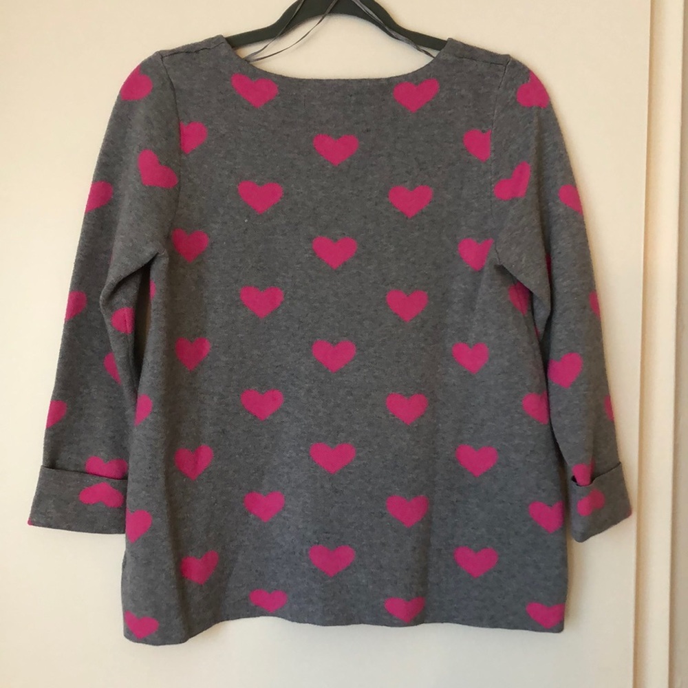 Cynthia Rowley Gray and Pink Hearts Sweater. SZ M. EUC. Very Comfy! - Picture 2 of 4
